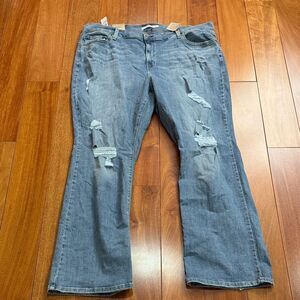 NWT Levis Jeans 725 High Rise‎ Bootcut Light Wash Distressed Womens Size 22W